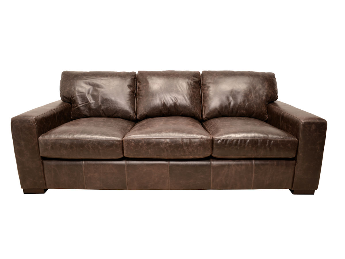 Grained leather sofa with chocolate top UHQRXJM