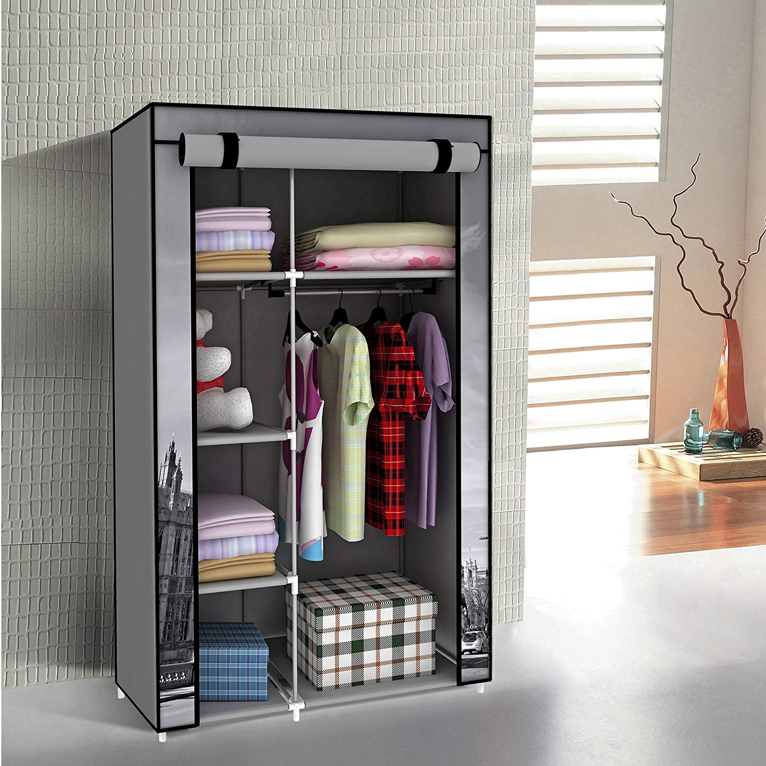 Clothes Storage amazon.com: Switch Innovation Storage Cabinet Portable Temporary Wardrobe, Freestanding Clothes WQNGFFS