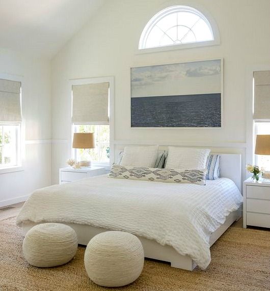 Neutral white and beige seaside bedrooms with a modern flair.