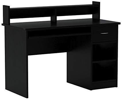 Computer desk with cupboard onespace essential computer desk, cupboard with pull-out keyboard, black TFHSXQX