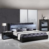 Modern Bedroom Furniture Sets Manhattan Bedroom in Black by Global w / Platform Bed & Options HYTVKSM