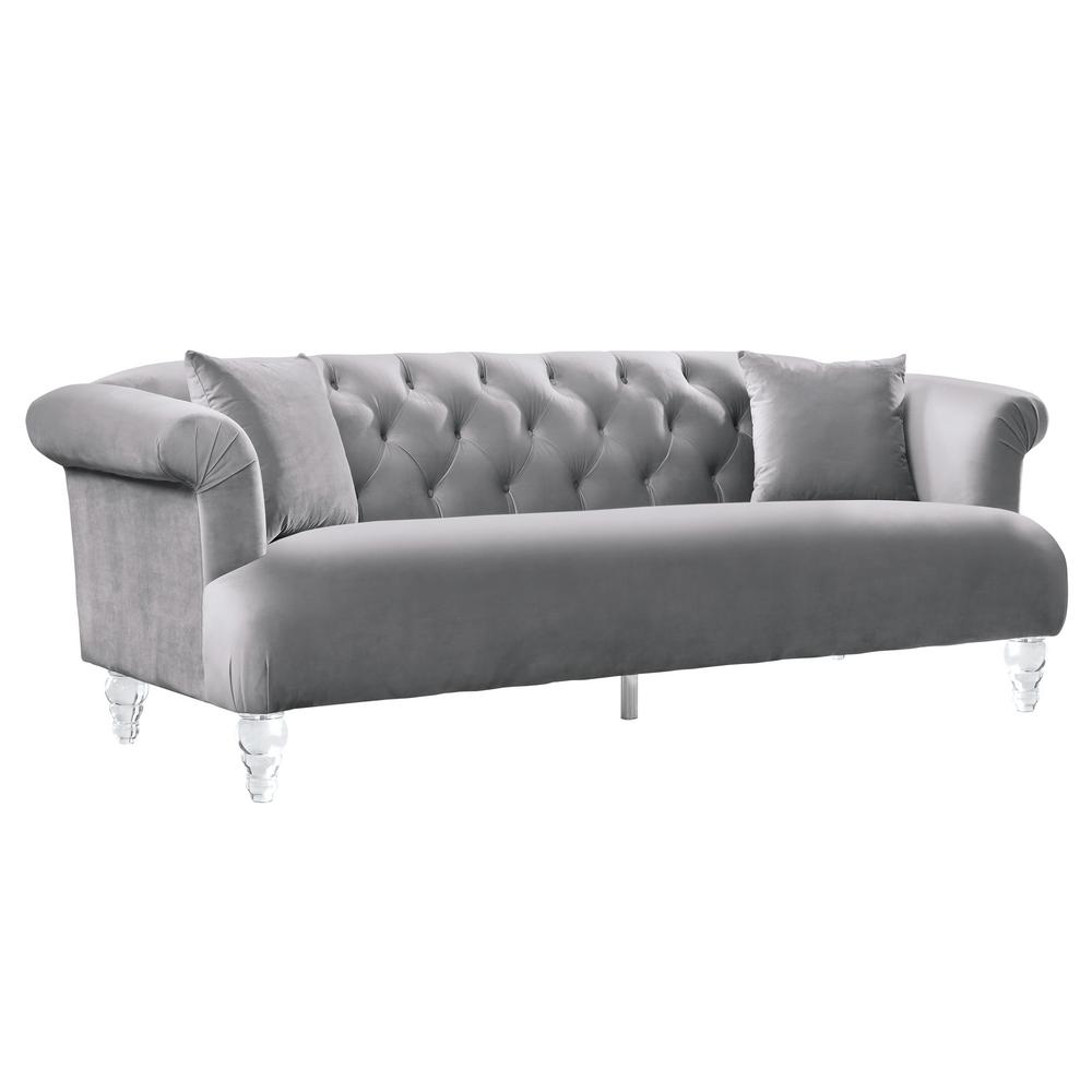 modern sofas poor living poor living gray velvet modern sofa with acrylic legs BARPQHI