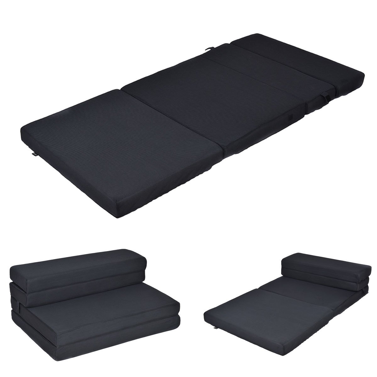 costway full-xl size 4u0027u0027 Quart-fold foam folding mattress Futon Sleepover VVDEWYW