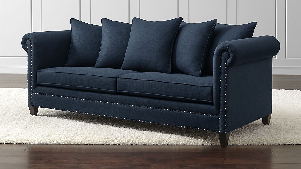 couch sofa durham navy blue couch with nail heads + reviews |  Box and barrel ESIFAGM