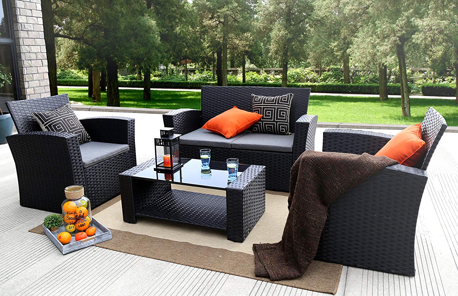 Terrace furniture amazon.com: baner garden (n87 4 pieces of garden furniture complete terrace cushions ZQYOKDD