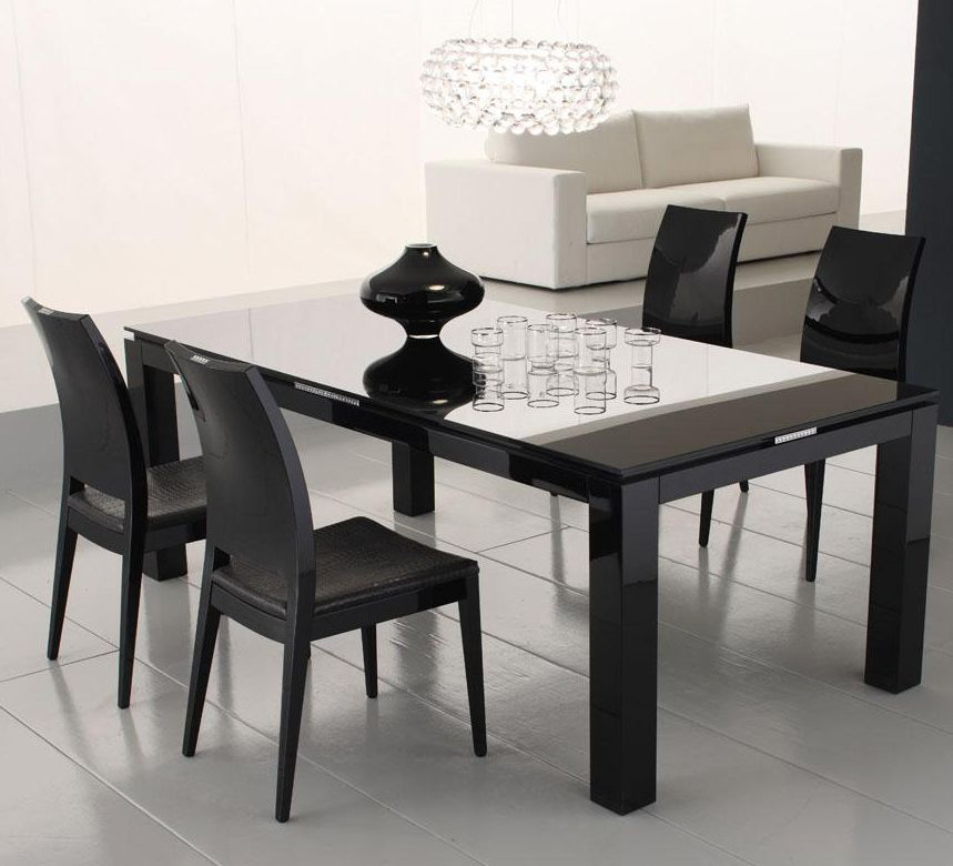 Diamond black dining table with glass top ZFGMYWK