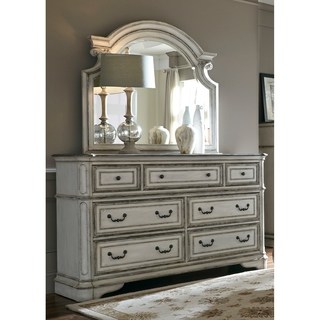 Chest of drawers with mirror magnolia manor antique white Chest of drawers with 7 drawers and rolling mirror set HNEKZDF
