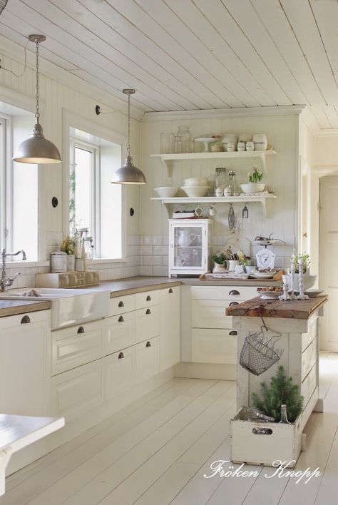 small kitchen design.  Like the narrow island.  |  Farmhouse kitchen.