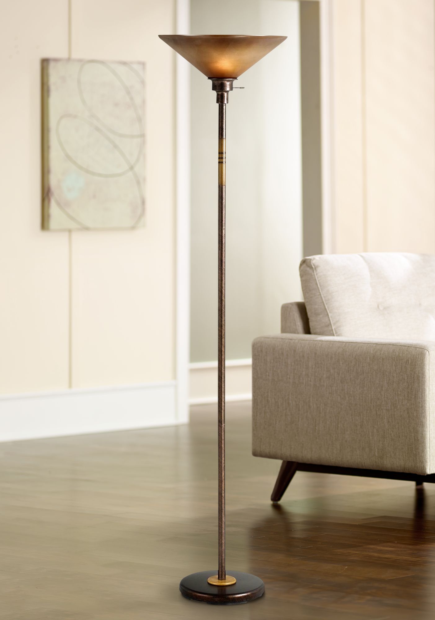 Floor lamps Soho Collection Rust-colored Torchiere floor lamp KBZBYGF