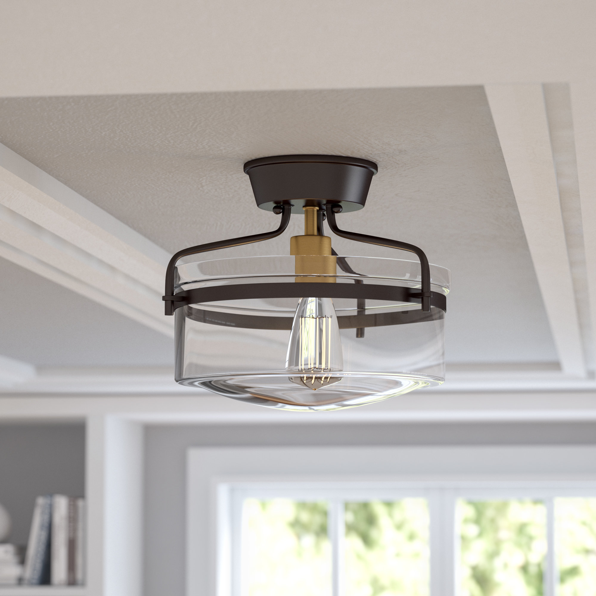 Flush-mounted lighting Alcott Hill Rhinebeck 1-light semi-recessed lamp & Reviews |  Wayfair QPWMHBS