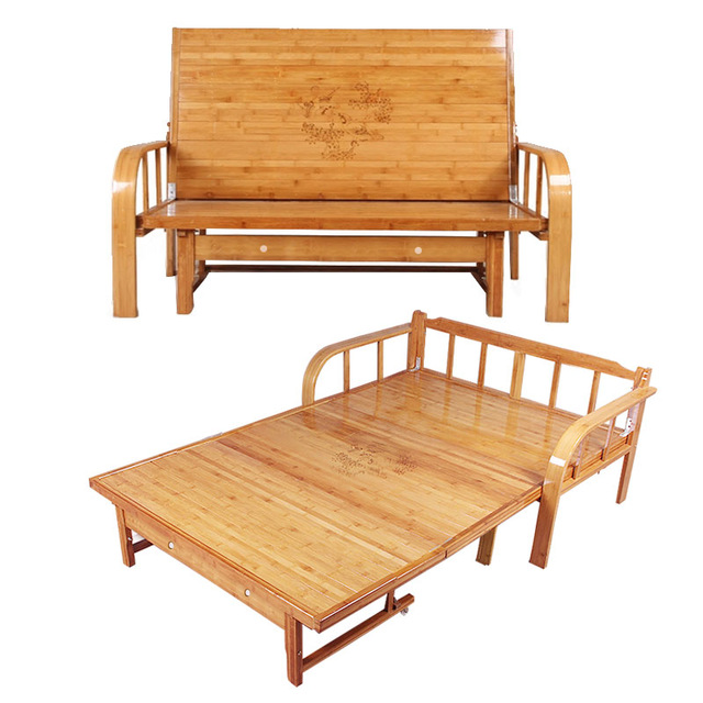 Folding beds multifunctional bamboo folding bed sofa bedroom furniture modern double bed Queen / King NPMSIHT