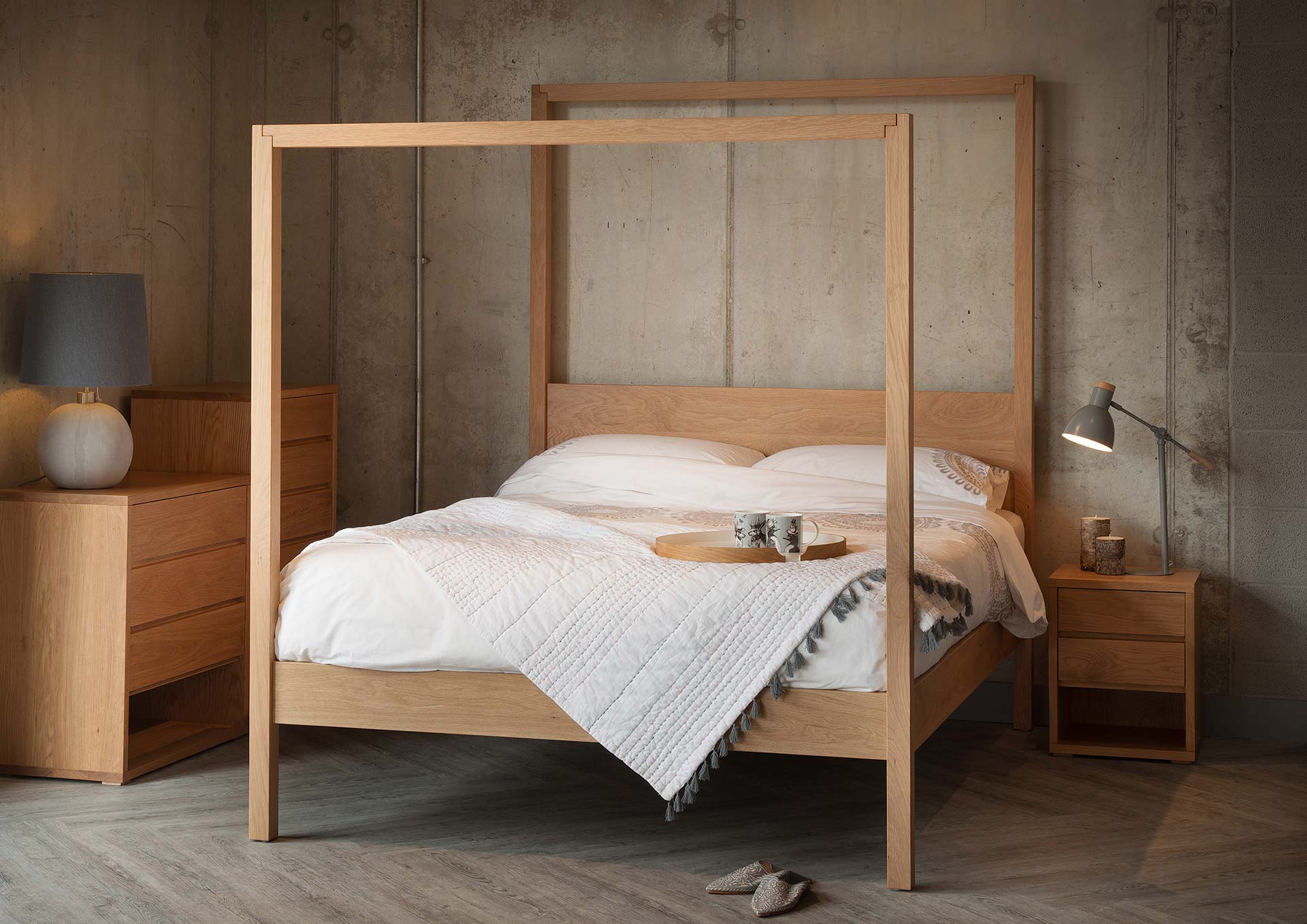 Canopy bed oasis |  modern four-poster bed |  Natural bed company VXBBOBU
