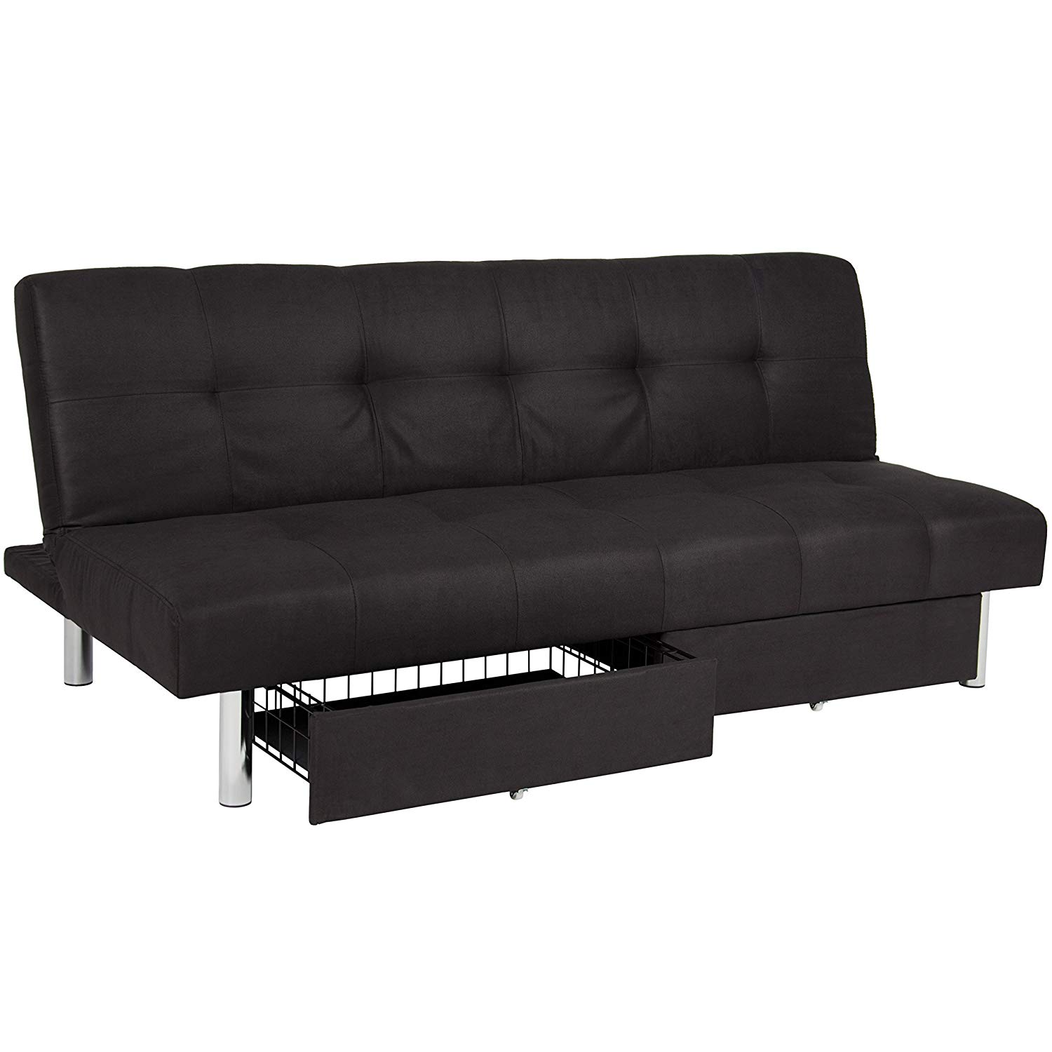 Futon Couch amazon.com: best choice products Microfiber Futon Folding Sofa Bed Couch with Mattress WVLKFXC