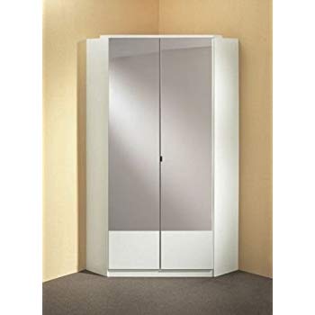 germanica ™ image 2-door mirrored corner cabinet in white color made in KHDPFZF