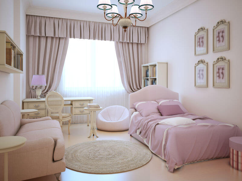Girls 'Room Little teenage girls' room with pink decor LZPXIRV