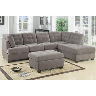 gray sectional sofa Hollywood decor Odessa waffle suede reversible sectional sofa with free ottoman PUFZBXB