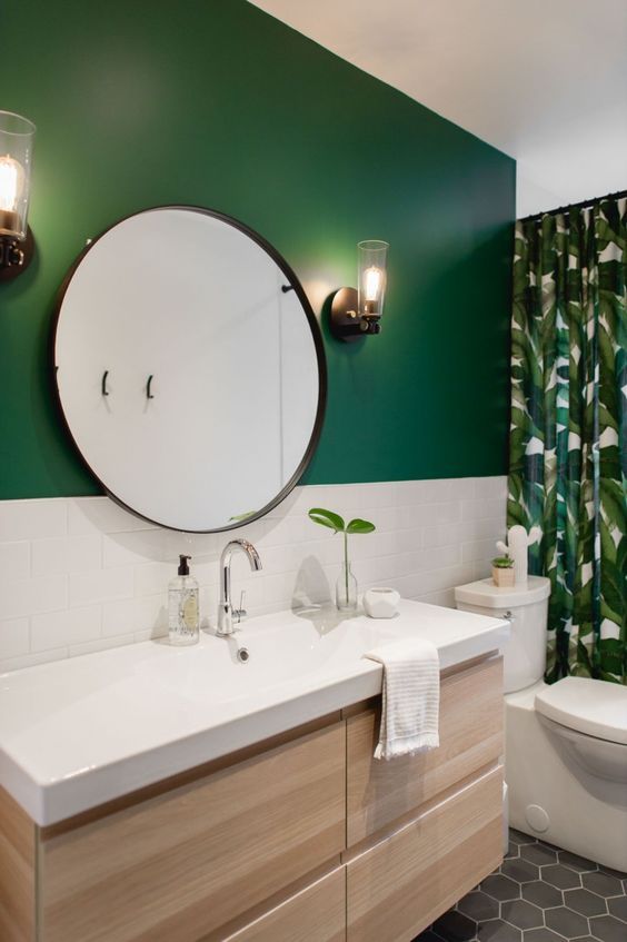 1/2 bath *** Beautiful 44 green bathroom color decorating ideas |  Green.