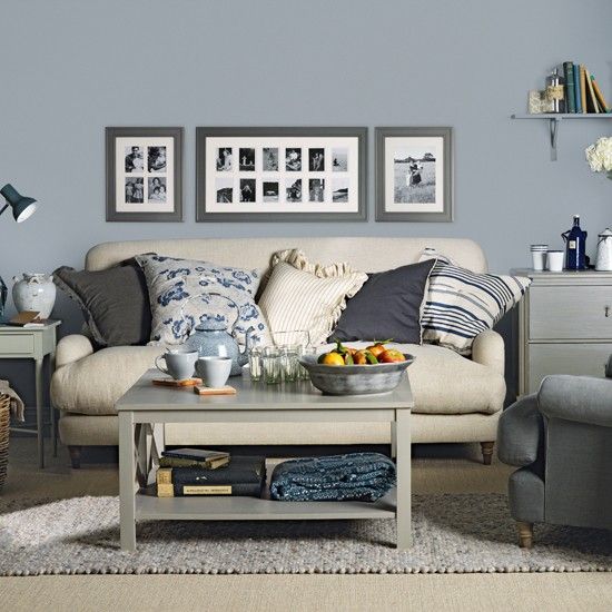 Brown and gray living room |  Ideal home |  Blue-gray living room.