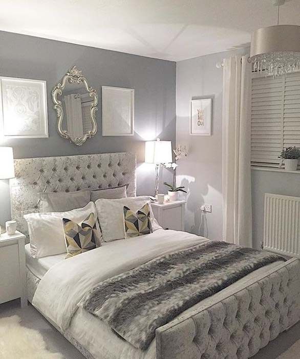 Elegant ideas for small bedrooms |  Gray bedroom design, silver bedroom.