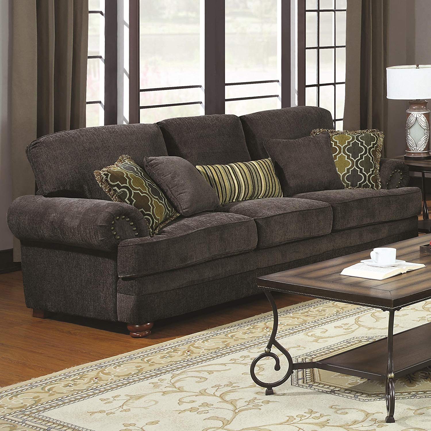 gray couch amazon.com: Coaster Colton Traditional smoky gray sofa with an elegant design Style: FKCHTWG