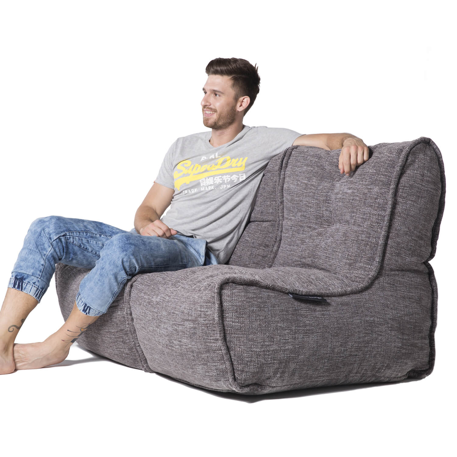 gray double couch beanbag sofa PWMDPTZ