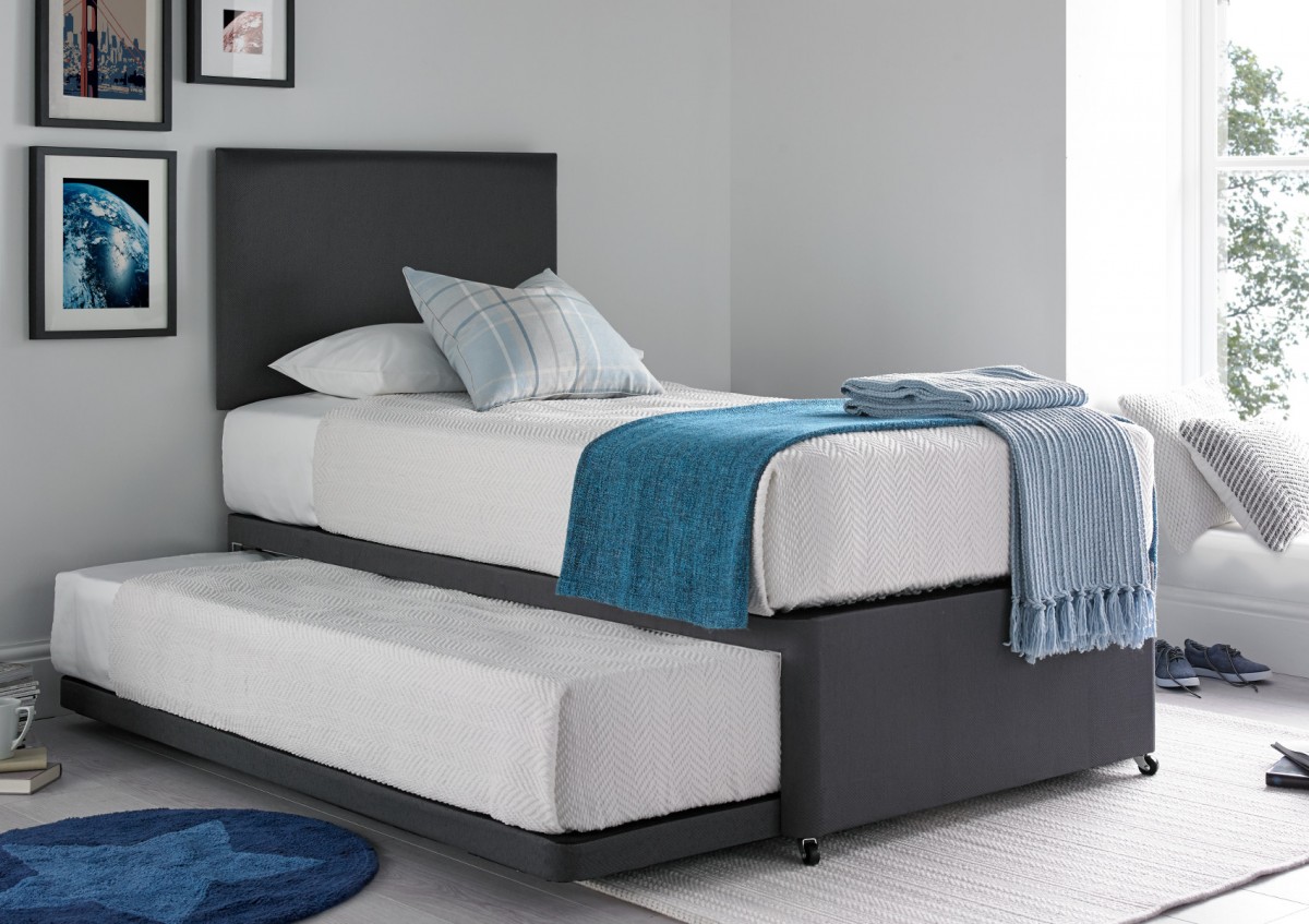 Guest beds Cheltenham Deluxe gray padded guest bed including mattresses ... DXQVRFH