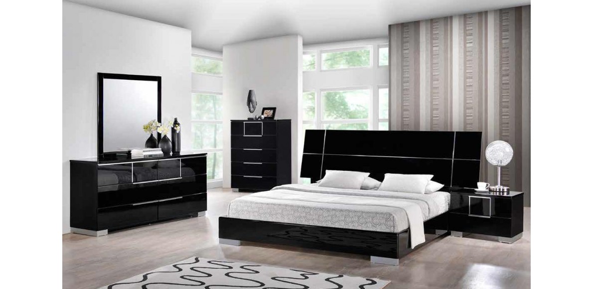 Hailey black bedroom set Global Furniture 5pc QEPDBDC