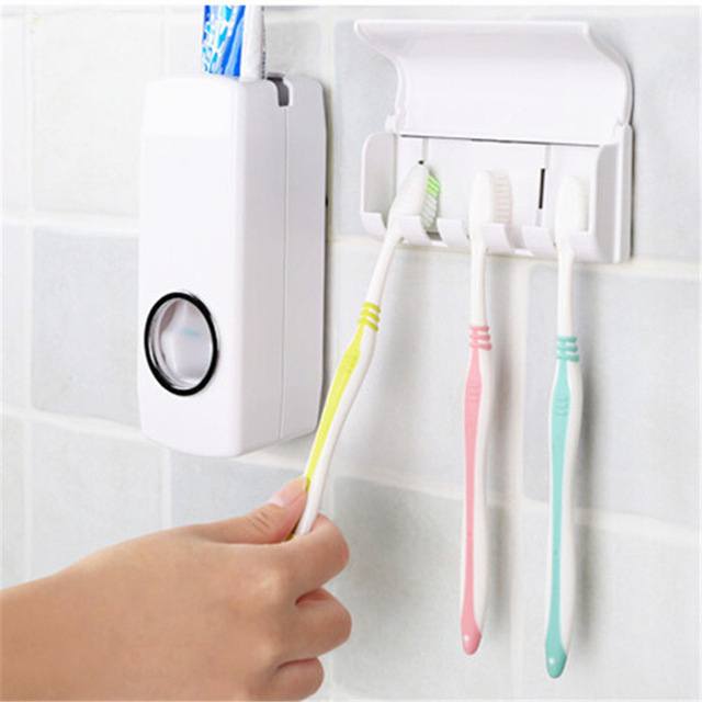 high quality bathroom sets new automatic toothpaste dispenser toothbrush holder set IONTYWL