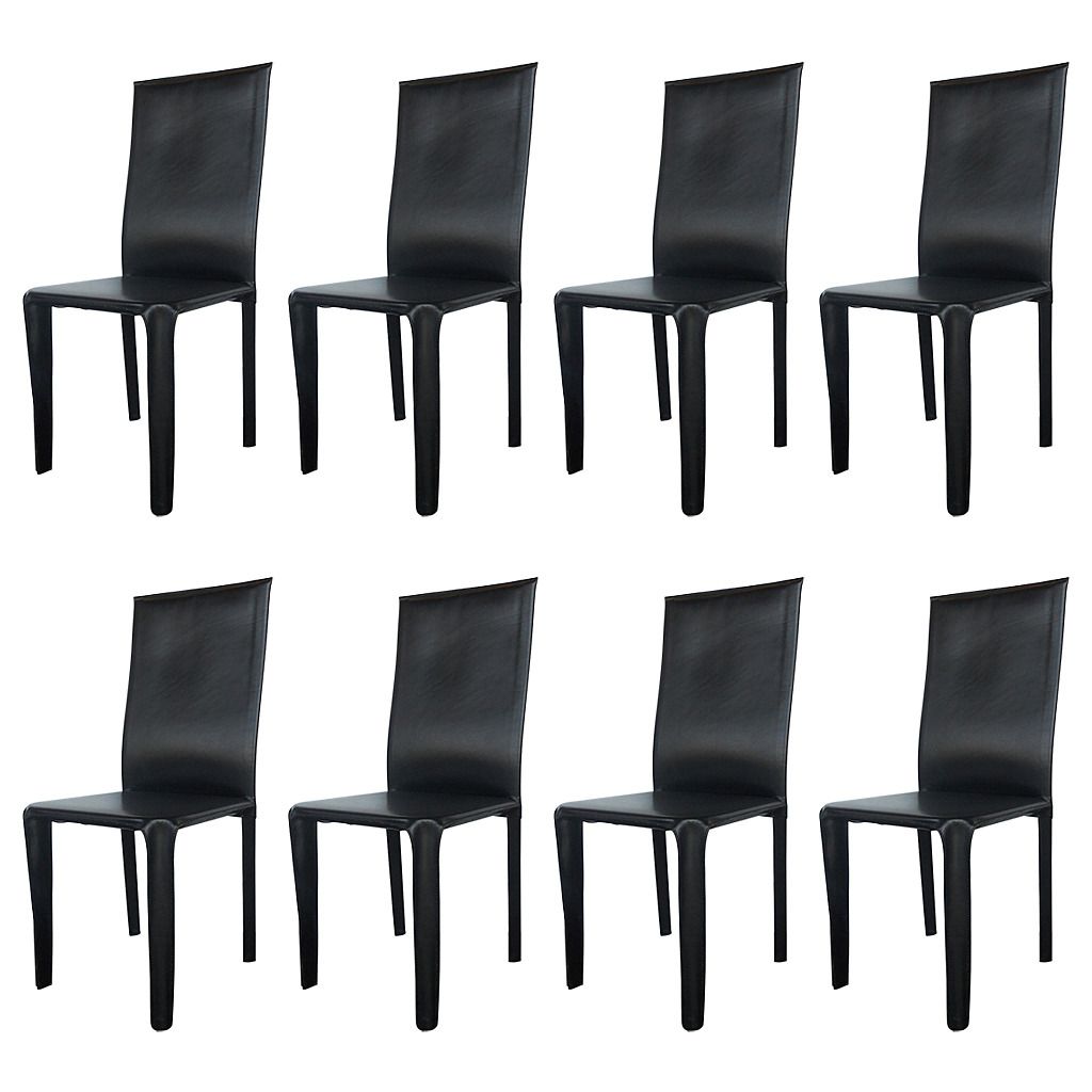italian leather dining chairs modern twelve italian black leather dining chairs by arper |  from a unique MKDPYHL