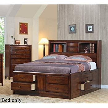 King size bed coaster King size bookshelf chest of drawers in brown design WSMRPRY