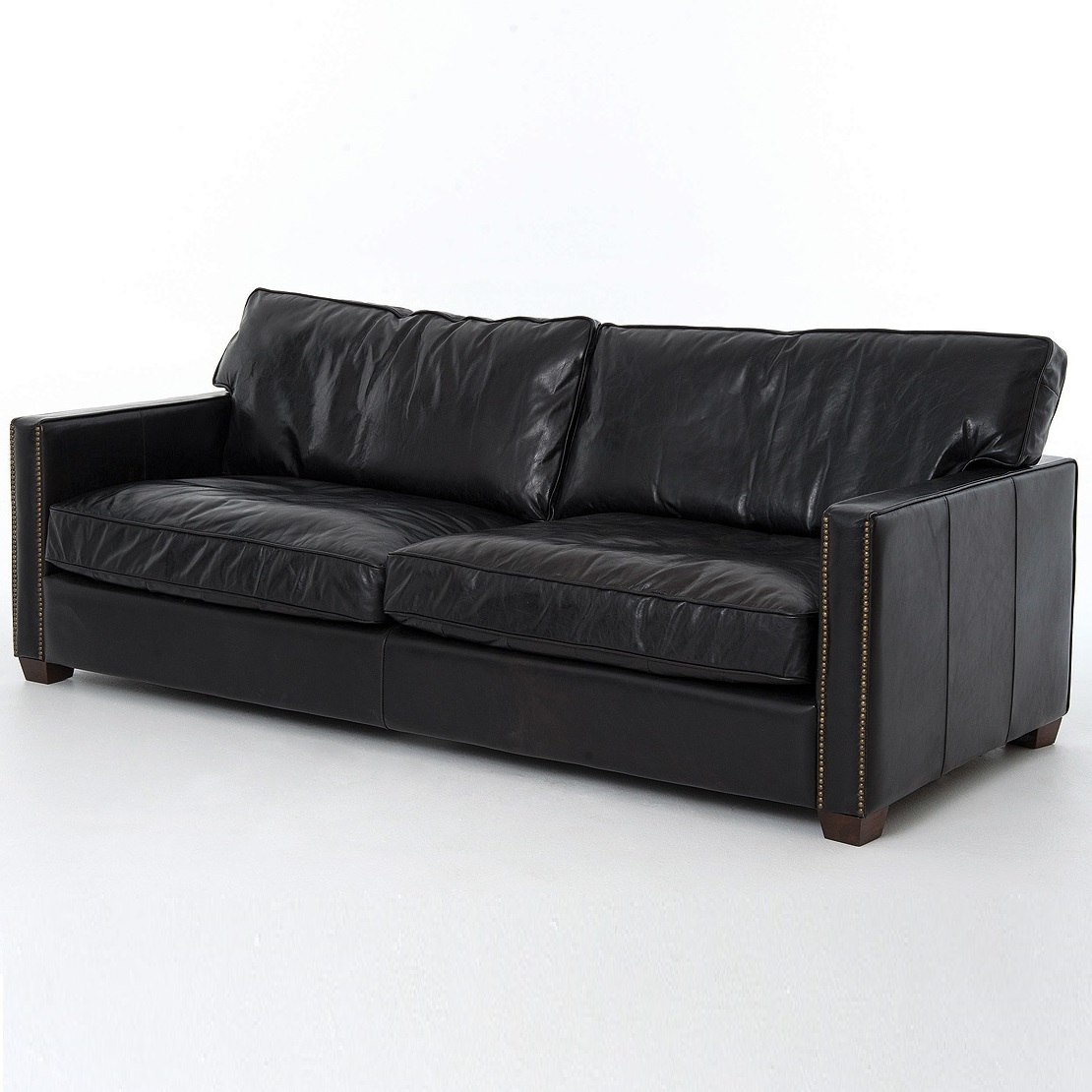 Larkin 3-seater vintage black leather sofa in used look NBNFBWZ