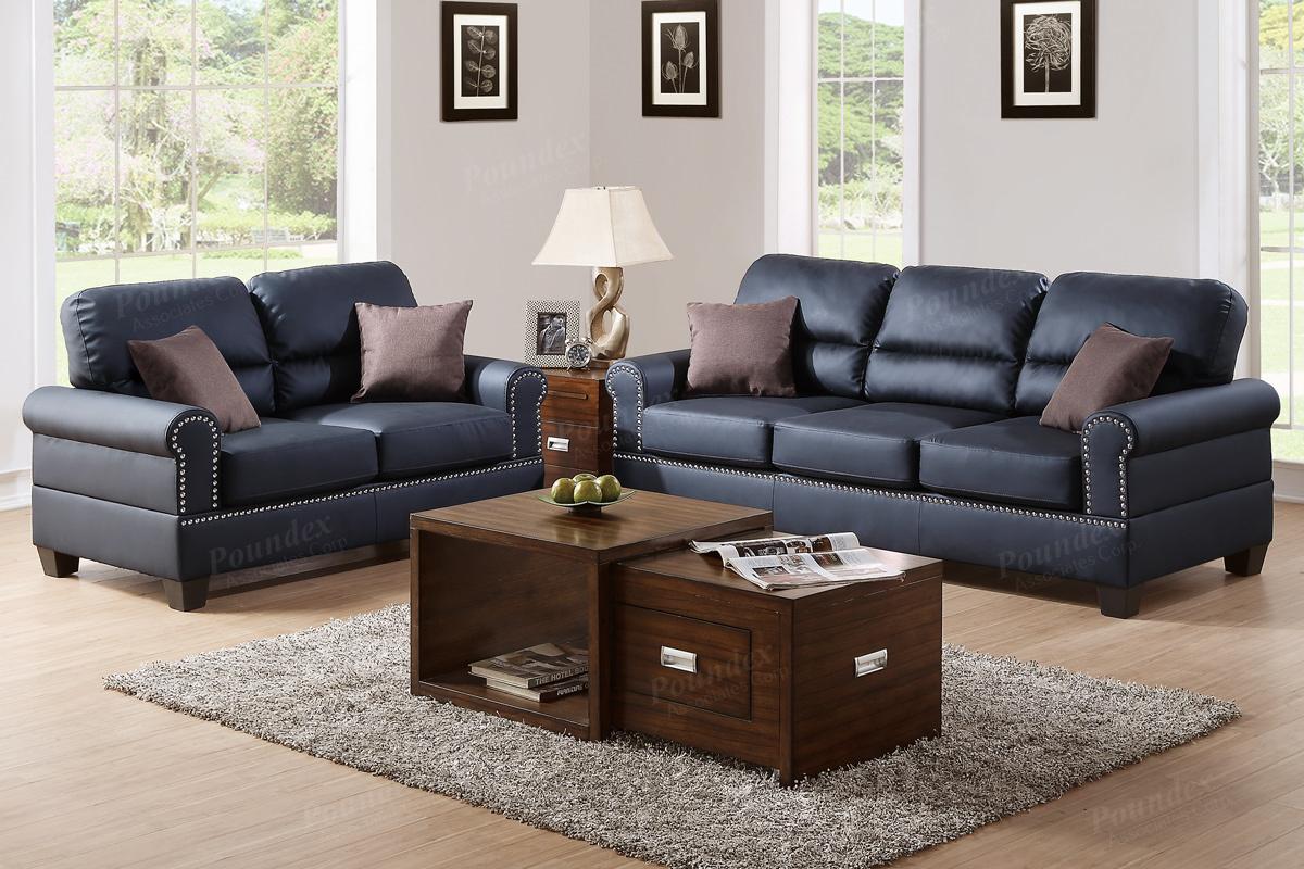 Leather furniture aspen black leather sofa and set of 2 UNBBDJO