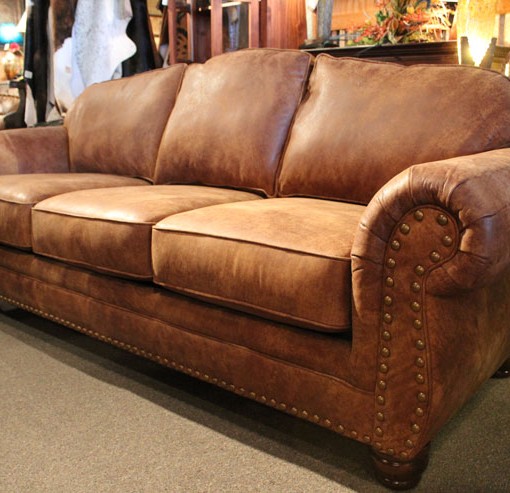Leather furniture rustic sofa western brown couch request 12 YGDUJMR