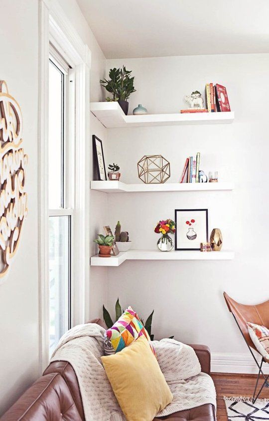 Corner shelves: A smart solution for small spaces throughout the house.