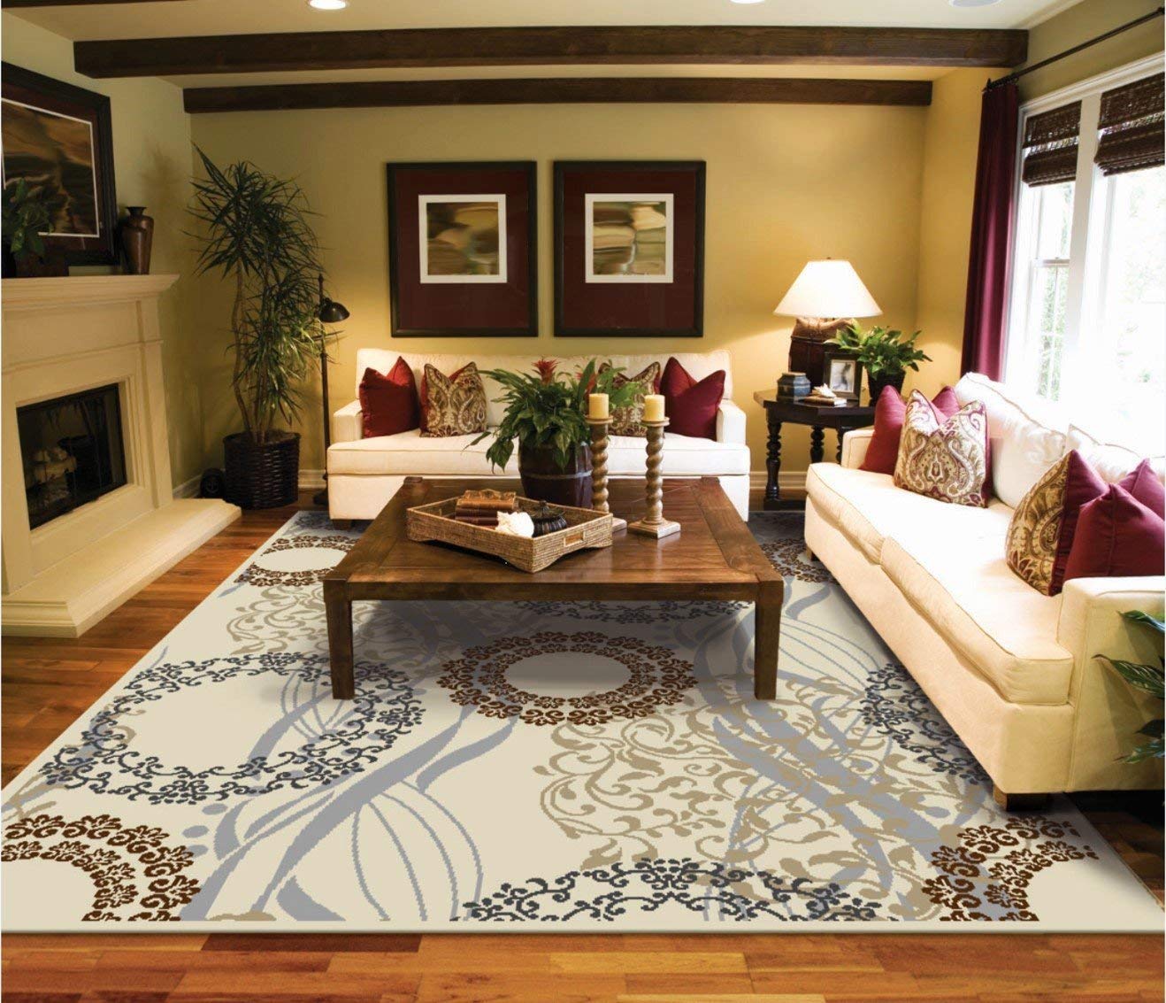 living room carpets amazon.com: modern carpets for living room cream-colored carpet 5 by 8 NCDGRUQ