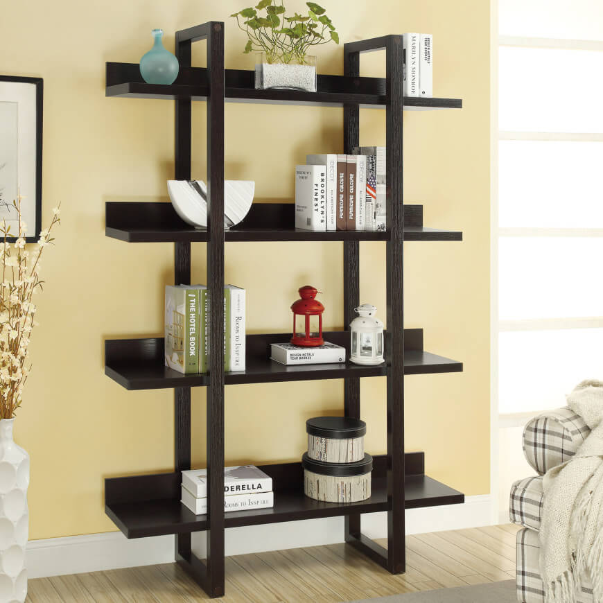 Living Room Shelves This freestanding bookcase is sleek and simple and fits into QWVXICR