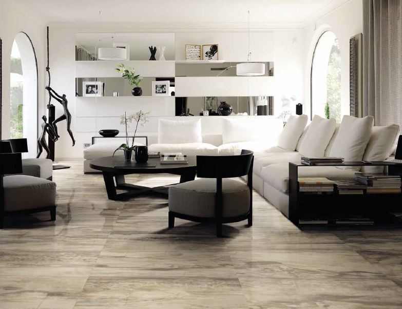 Ceramic and Porcelain Tile Tile Ideas - Contemporary - Living Room ...