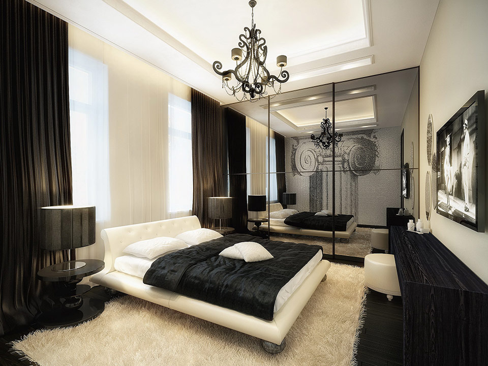 luxurious black and white bedroom STLJOSR