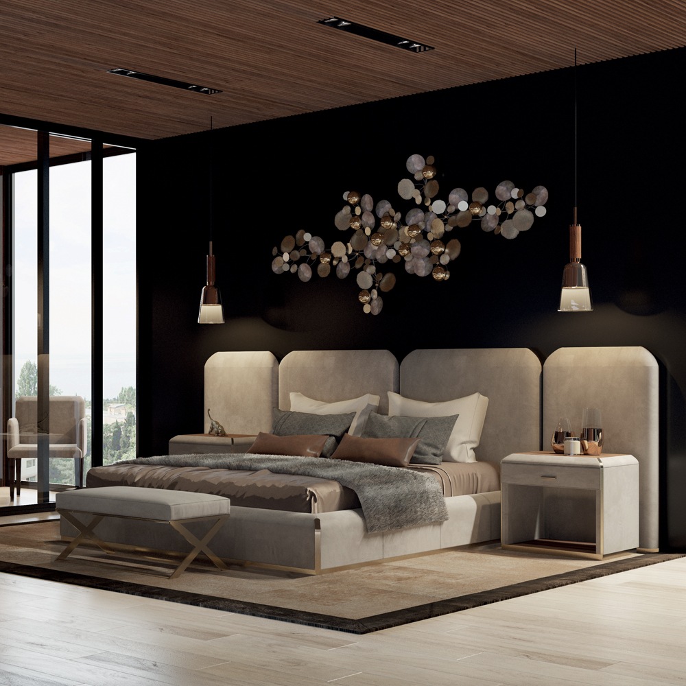 Luxury beds Italian luxury bed with wide headboard made of nubuck leather rpsslyx CXGCTHZ