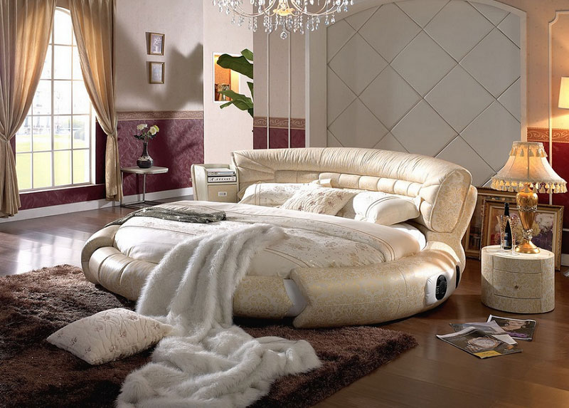 Luxury beds round king size bed luxury design with desk lamp modern elegant design JWXIFHP
