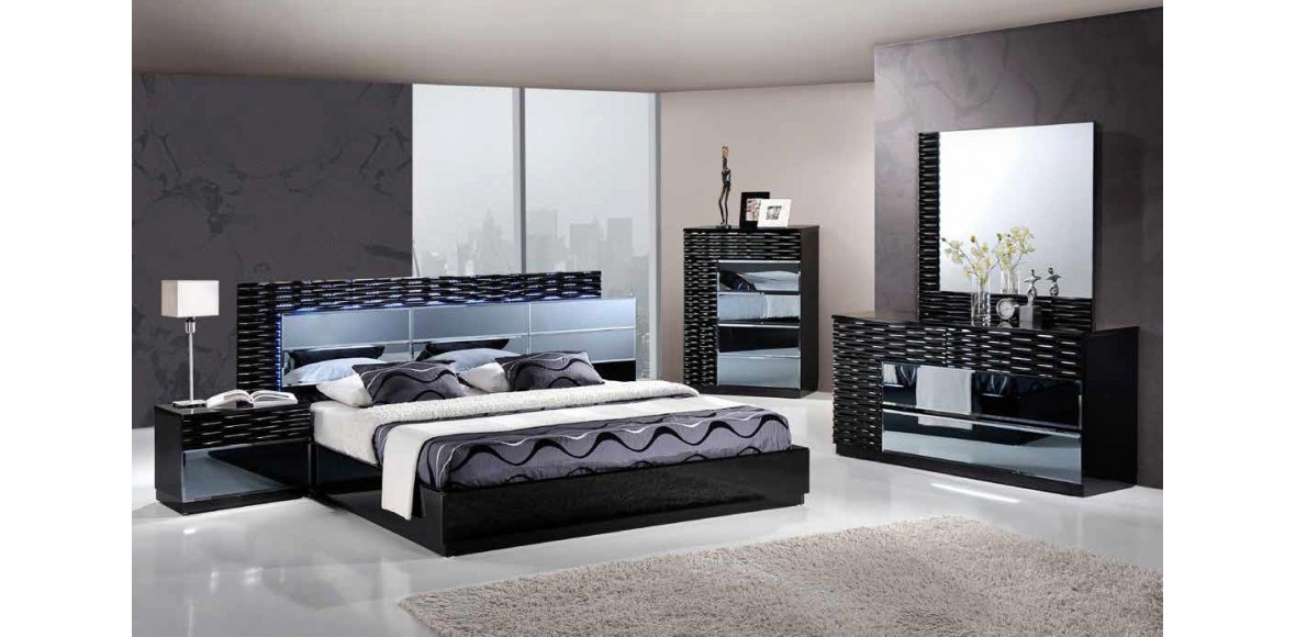 manhattan black bedroom set led 5 pieces global furniture RAHXOIK