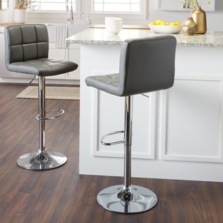 modern bar stool Lehmerle Home Galena chrome and synthetic leather height-adjustable bar stool (set QGQUJSL