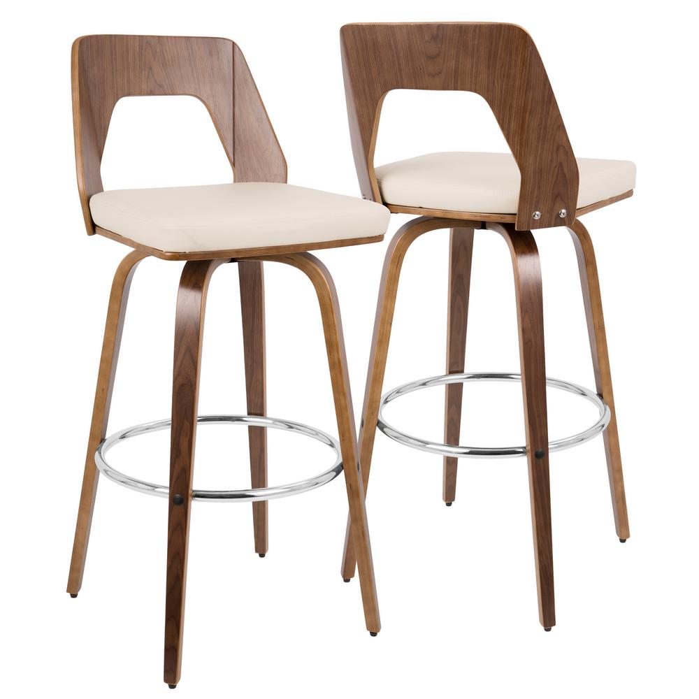 modern bar stool Lumisource trilogy walnut and cream Mid-Century modern bar stool DMOCKZF