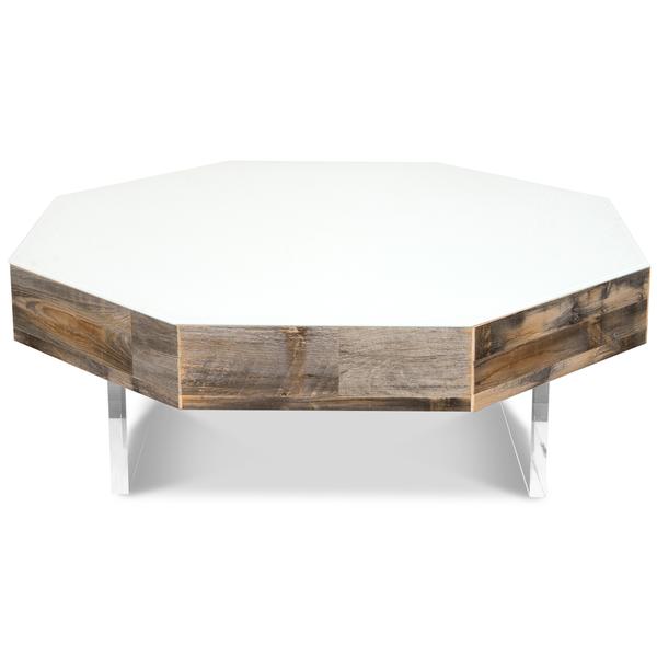 modern coffee tables ... coffee table made of recycled wood with octagonal Lucite base ... DLUFZPO