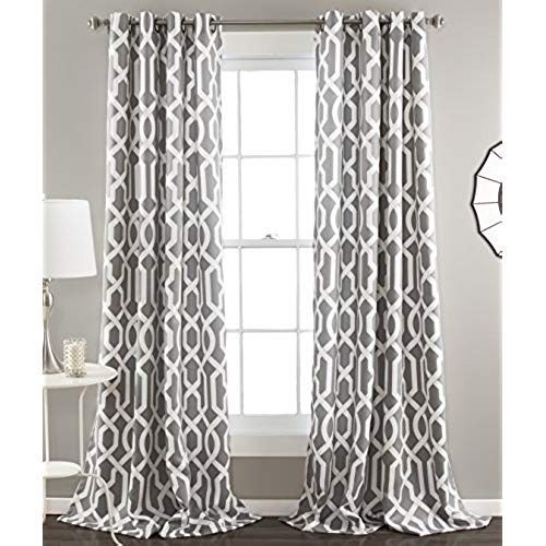 modern curtains lush decor edward trellis room blackout window curtain panel pair, 84 inch USVPIPT