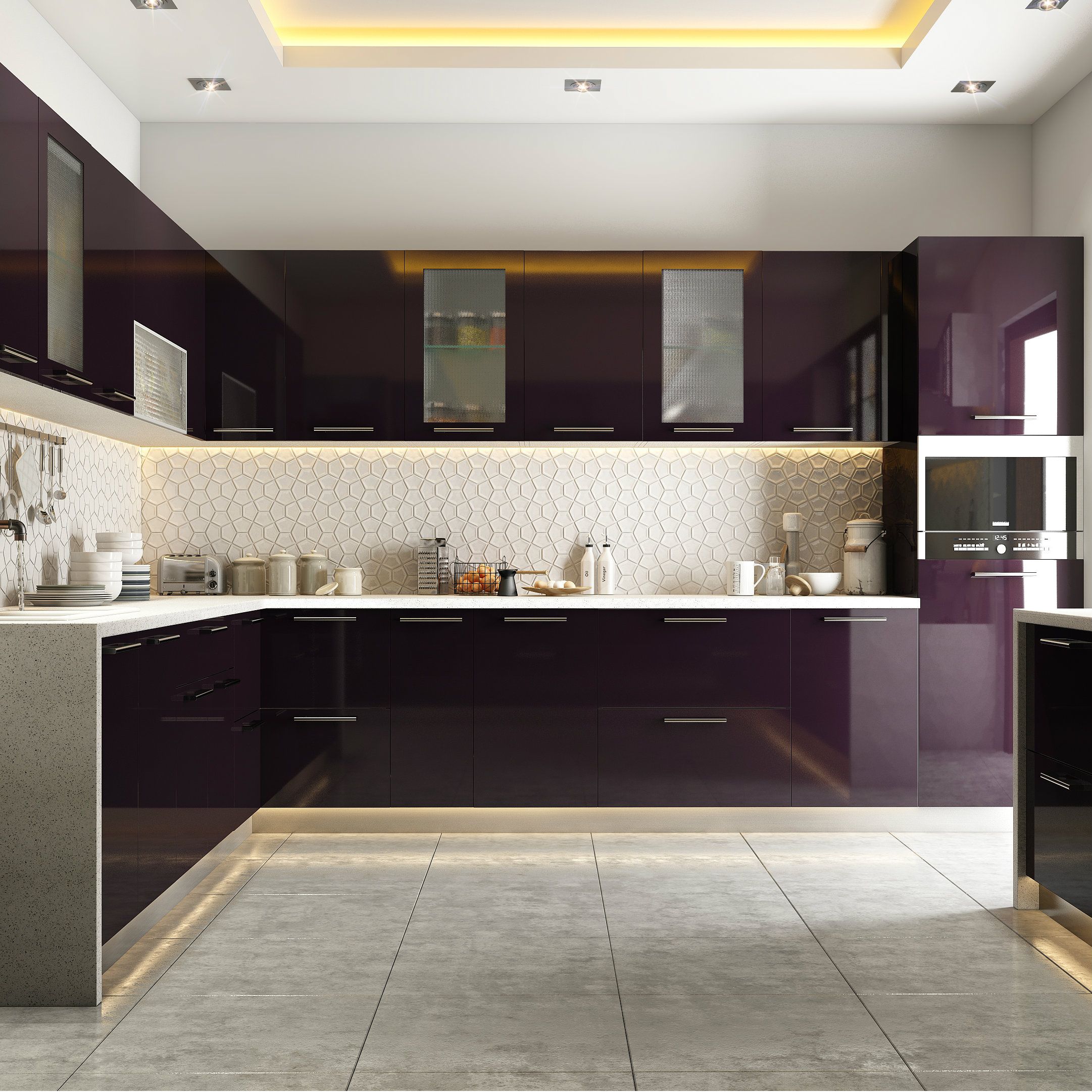 Modular kitchens Modular kitchen in burgundy tones PPZQWBHPP