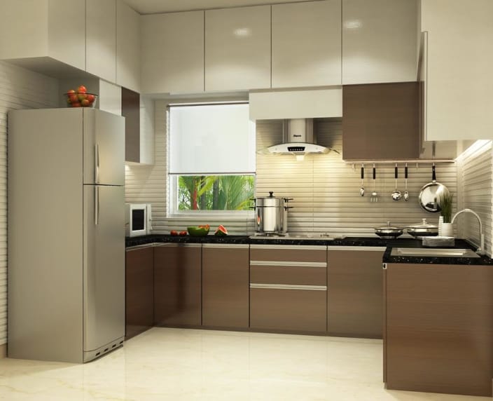 modular kitchens u-shaped kitchen with modern cabinets and false ceiling IRBHQXC