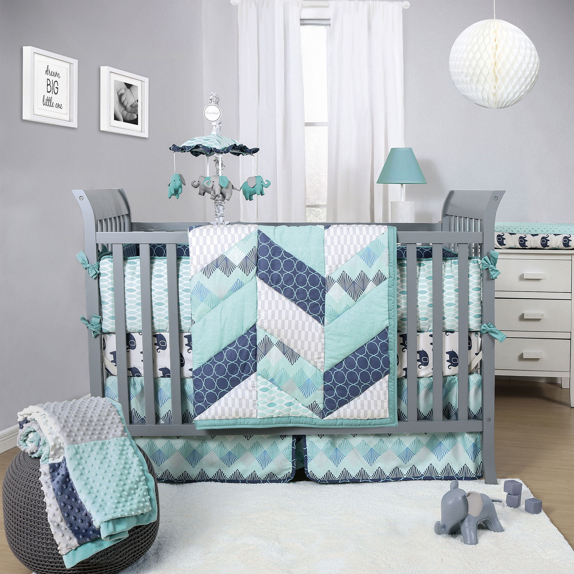 Bedding Sets for Children's Rooms The Peanut Shell Mosaic Bedding Set - Geometric Prints in Teal, NTZBITP