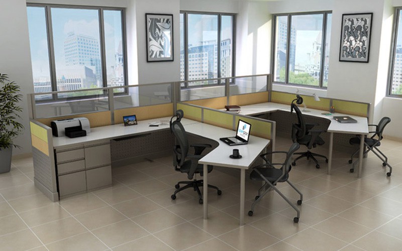 Office cubicles # 235 6u0027x9u2032 120 degree open cubicle style workstations 1 EJXVARB