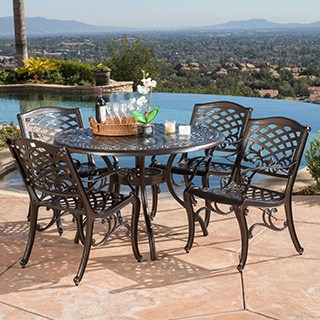 Outdoor dining furniture Hallandale Sarasota cast aluminum bronze 5-piece outdoor dining set by Christopher JDUJXAC